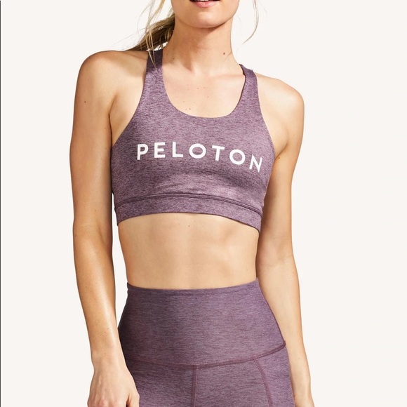 NEW Peloton Space Dye Heathered Strappy Bra Sports Bra Purple - Picture 11 of 12